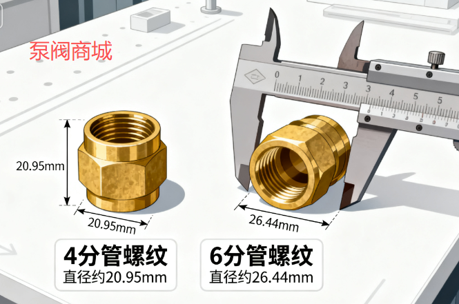 泵阀商城科普管道阀门管件的 2 分、4 分、6 分，对应多大规格？